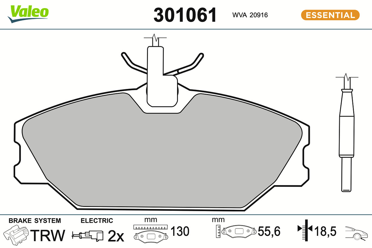 Jeu de 4 plaquettes de frein VALEO ref. 301061